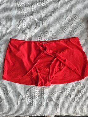 Time and Tru Red Swim Skirt with Front Tie